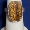 Whitney Kelly WK 925 Sterling Silver Floral Carved Tiger EYE Statement Ring