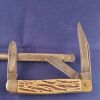 VINTAGE COLONIAL 3 Blade pocket knife beige withe black stripes .USA. - Image 6