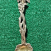 Old/ Vintage 916 Sterling Silver Salt spoon with twisted handle and eagle.