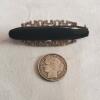Vintage Art Deco 925 Sterling Silver Marcasite With Onix Stone Brooch - Image 2