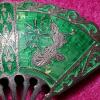 Vintage Siam Sterling Silver Green Enamel Fan Style Oriental Dancers Brooch Pin - Image 3