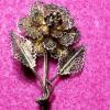Vintage Portugal sterling silver two tone flower pin broches