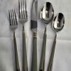 GRATE & BARREL Cambridge Danbury gold accent 5pc flatware 18/10 stainless steel