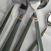GRATE & BARREL Cambridge Danbury gold accent 5pc flatware 18/10 stainless steel - Image 2