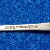 antique / vintage sterling silver coffe spoon with grooved handle and flowr end - Image 5