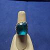 Vintage Transparent Blue Sterling Silver Women Ring.