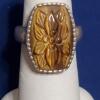 Whitney Kelly WK 925 Sterling Silver Floral Carved Tiger EYE Statement Ring