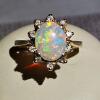 Absolutely stunning, 14k Solid Gold opal with diamond Ring.