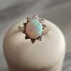 Absolutely stunning, 14k Solid Gold opal with diamond Ring. - Image 4
