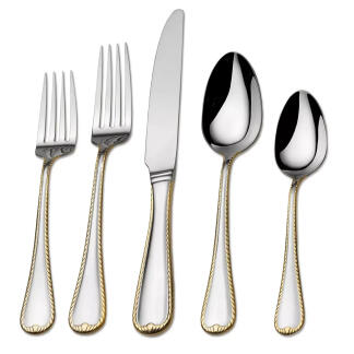 MIKASA CAMEO GOLD 5-PC PLACE SETTING SERVICE FOR ONE 18/10 STAINLESS STEEL